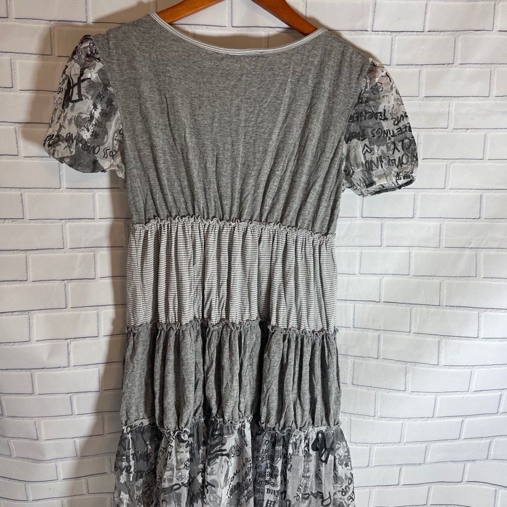 Colorine Grey Floral Print Ruffled Peasant Dress - Picture 2 of 7